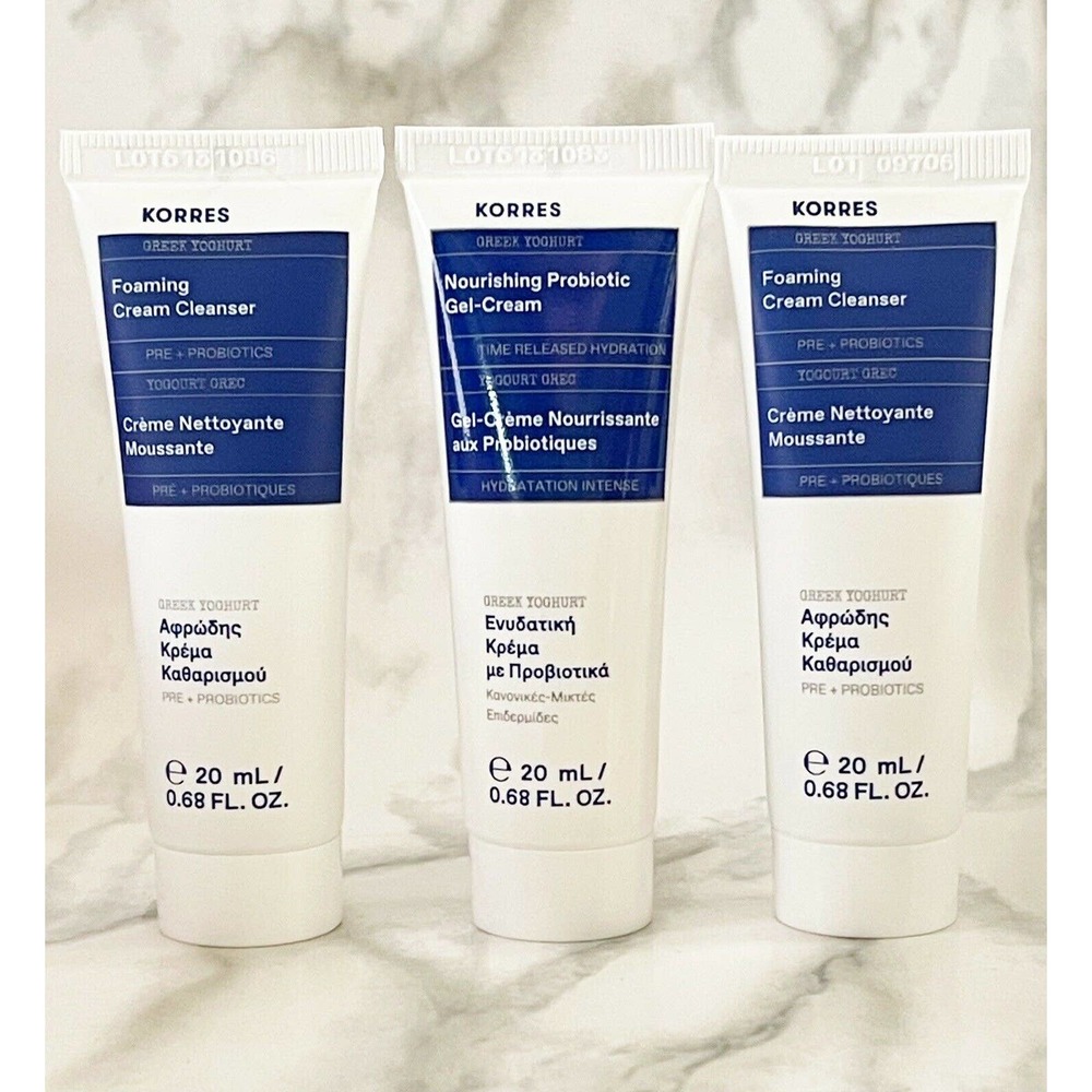 3 X KORRES Greek Yoghurt Nourishing Probiotic Stocking Stuffer .68oz ea NEW